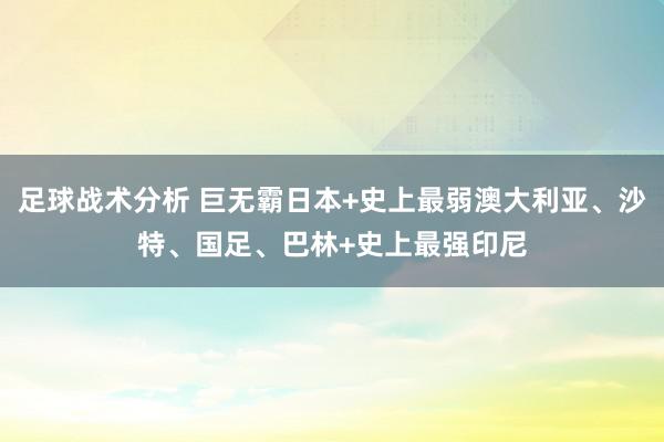 足球战术分析 巨无霸日本+史上最弱澳大利亚、沙特、国足、巴林+史上最强印尼