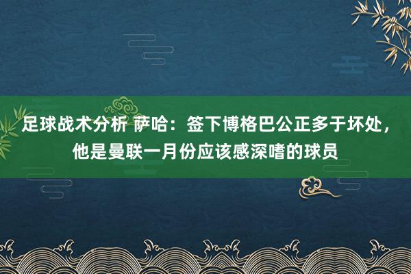 足球战术分析 萨哈：签下博格巴公正多于坏处，他是曼联一月份应该感深嗜的球员