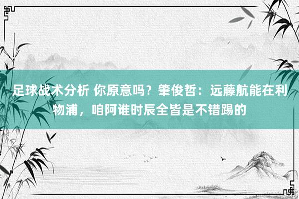 足球战术分析 你原意吗？肇俊哲：远藤航能在利物浦，咱阿谁时辰全皆是不错踢的