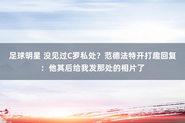 足球明星 没见过C罗私处？范德法特开打趣回复：他其后给我发那处的相片了